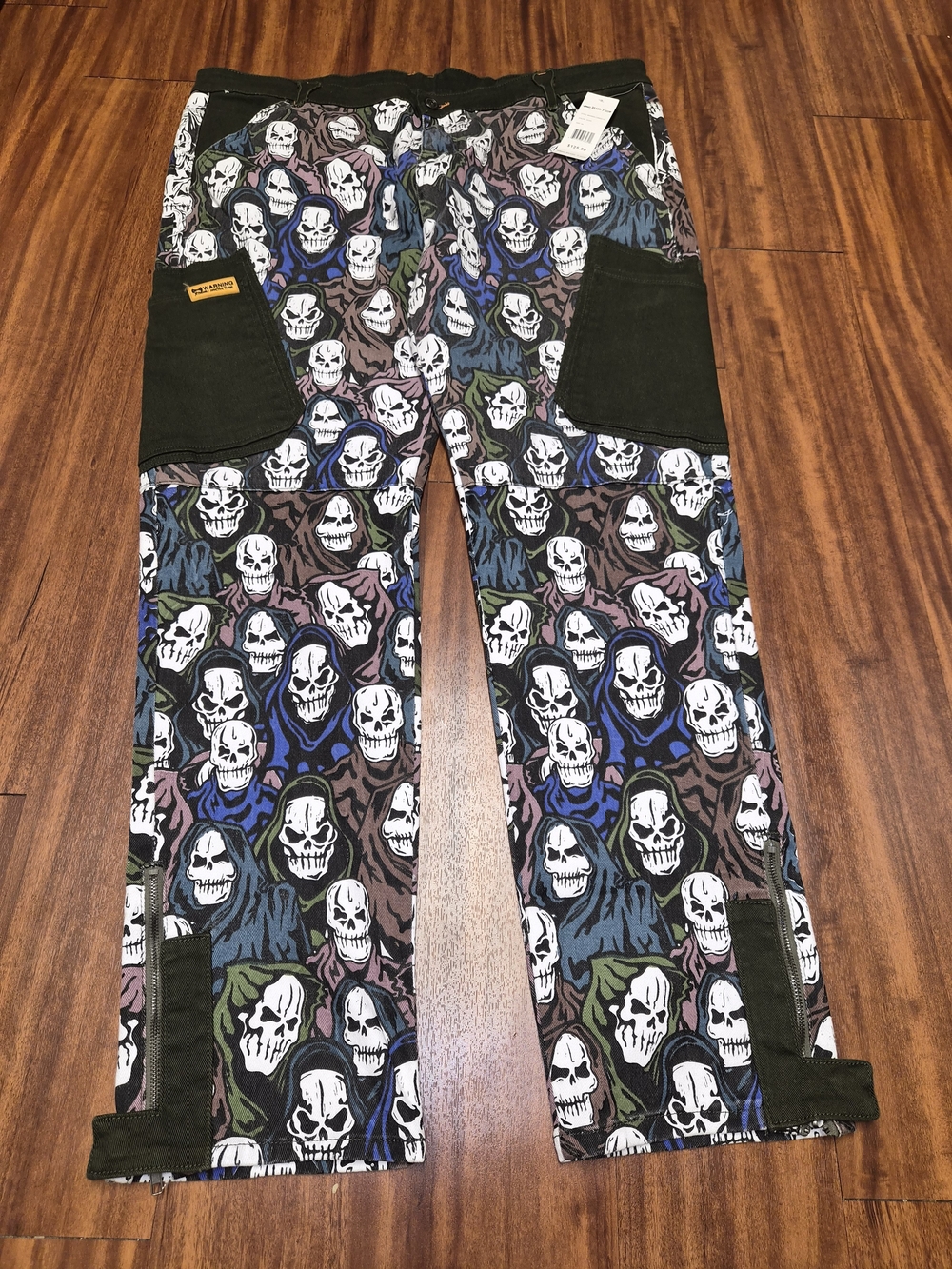 Men's Straight Graphic Skull Jeans - Black/Multicolor by